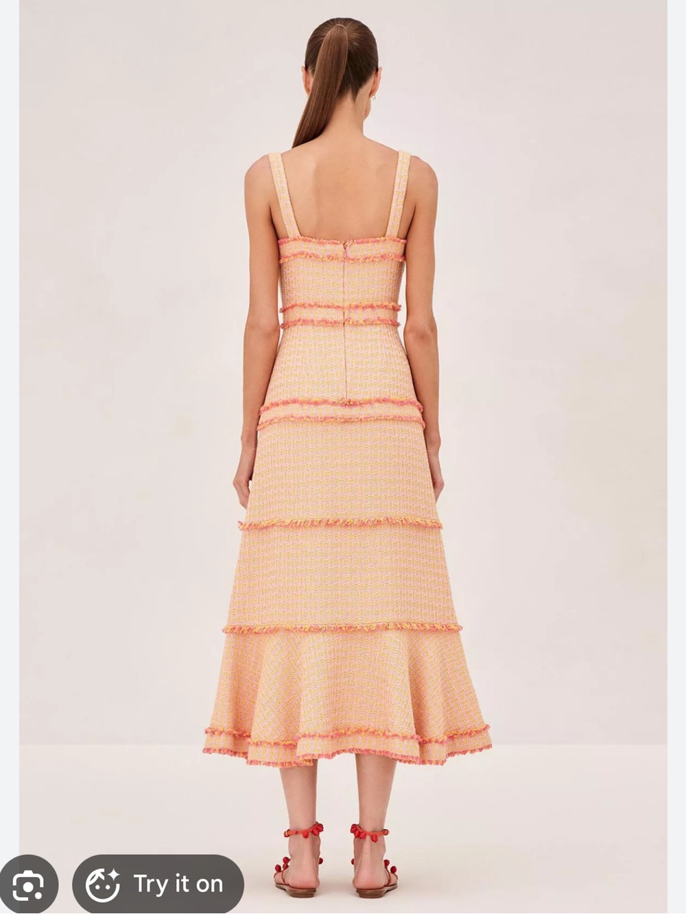 Alexis Peach and Coral Tiered Knit Midi Skirt - Picture 3 of 5